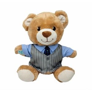 Build A Bear Tan Teddy Bear Sitting Plush BAB Paw Vest Shirt Tie 2019 13"